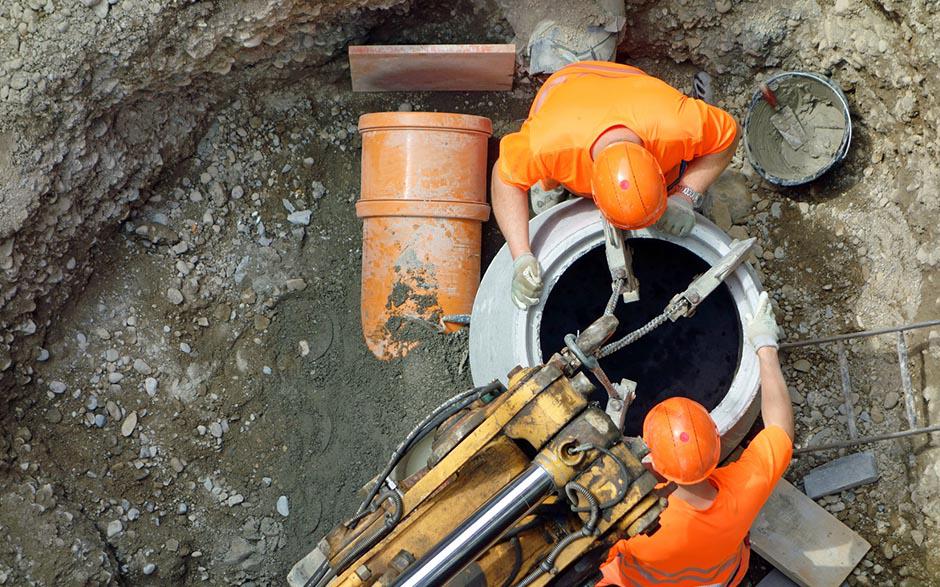 travaux assainissement Le Perchay